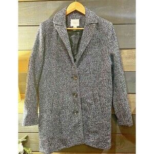 Forever 21 Women's Jacket Dark Navy White Button Up Wool Blend Size L